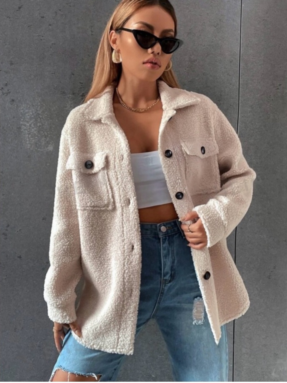 Ces Femme Teddy Sherpa Shacket size M - Picture 2 of 11